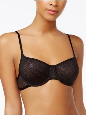 Dkny Women's Modern Lace Sheer Demi Bra - Black - 36A